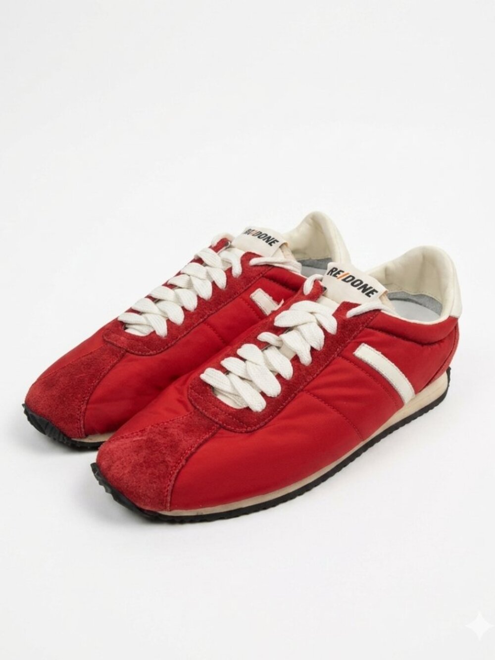 NWOT RE/DONE 70s Runner Sneaker Red Nylon Suede Retro Low Top Retro Luxury 40